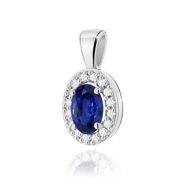 Zawieszka z szafirem 0,70 ct Z0574 – białe złoto próby 585 – widok produktu 1
