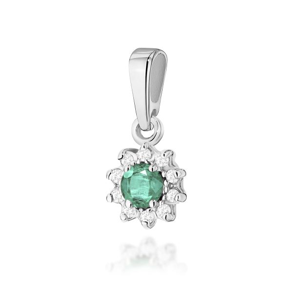 Zawieszka z szmaragdem 0,15 ct Z0185 – białe złoto próby 585 – widok produktu 1