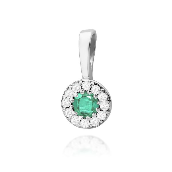 Zawieszka z szmaragdem 0,15 ct Z0443 – białe złoto próby 585 – widok produktu 1