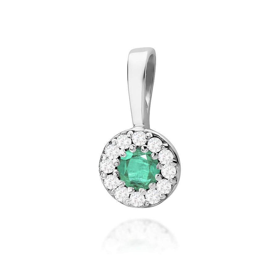 Zawieszka z szmaragdem 0,15 ct Z0443 – białe złoto próby 585 – widok produktu 1