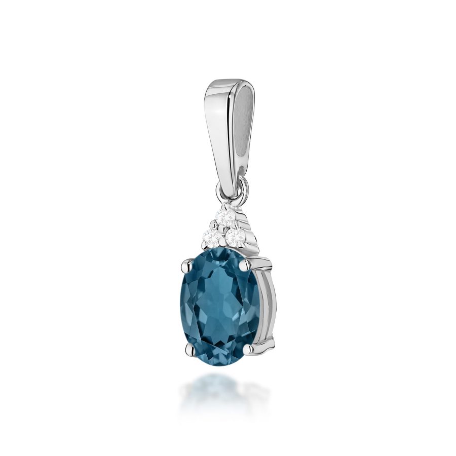 Zawieszka z kamieniem topaz london blue 0,85 ct Z0308 – białe złoto próby 585 – widok produktu 1