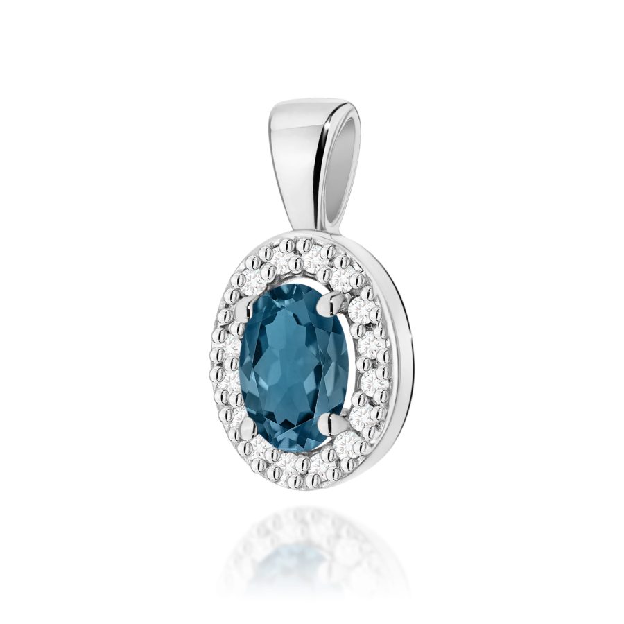 Zawieszka z kamieniem topaz london blue 0,50 ct Z0574 – białe złoto próby 585 – widok produktu 1