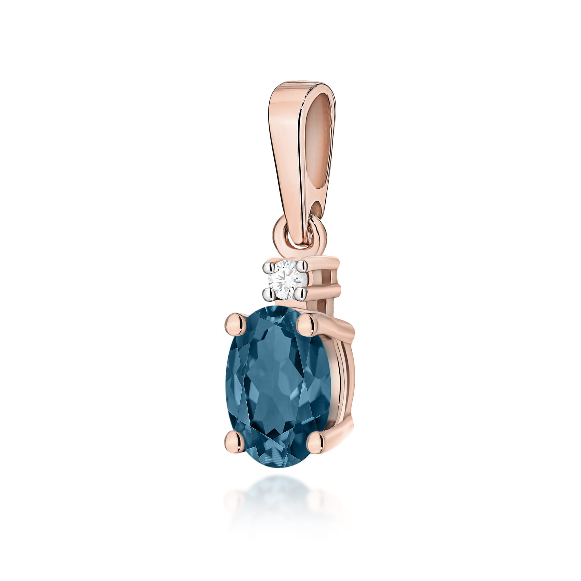 Zawieszka z kamieniem topaz london blue 0,50 ct Z0001 – różowe złoto próby 585 – widok produktu 1