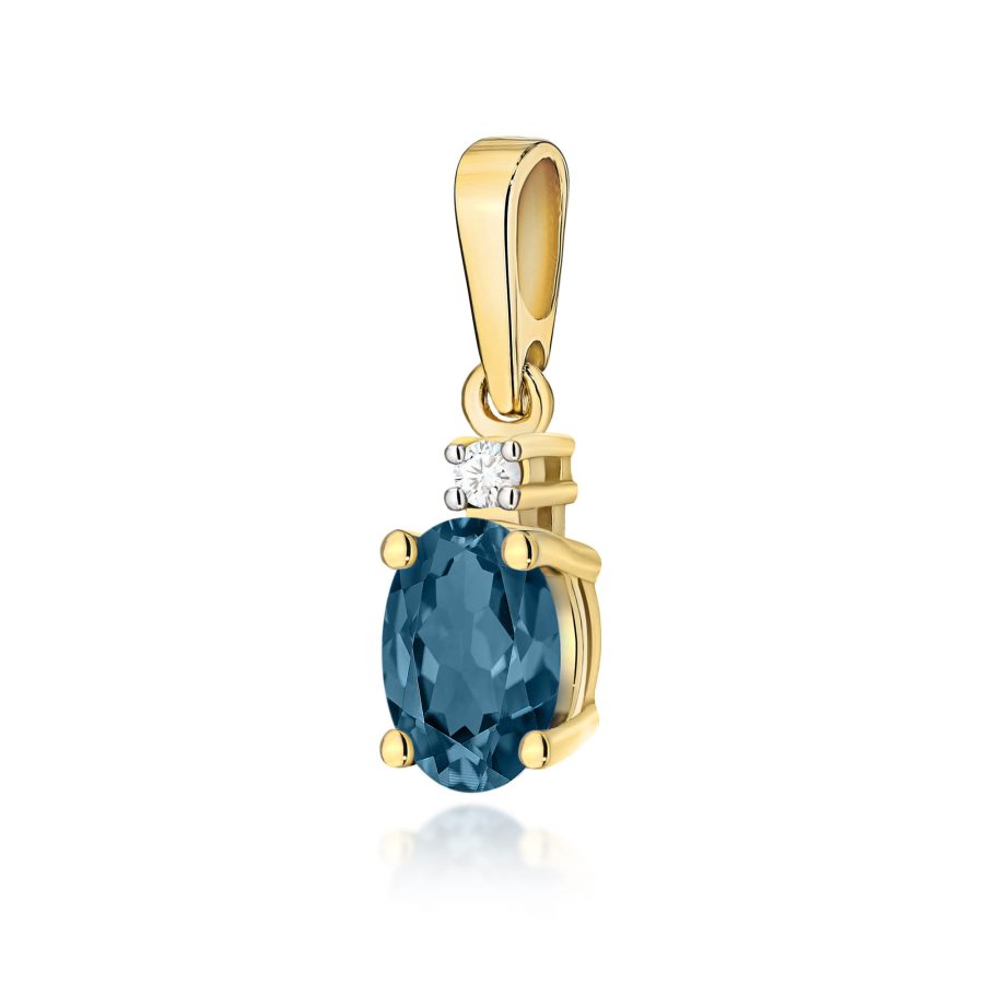 Zawieszka z kamieniem topaz london blue 0,50 ct Z0001 – żółte złoto próby 585 – widok produktu 1