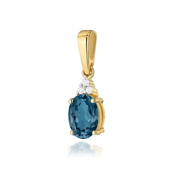 Zawieszka z kamieniem topaz london blue 0,85 ct Z0308 – żółte złoto próby 585 – widok produktu 1