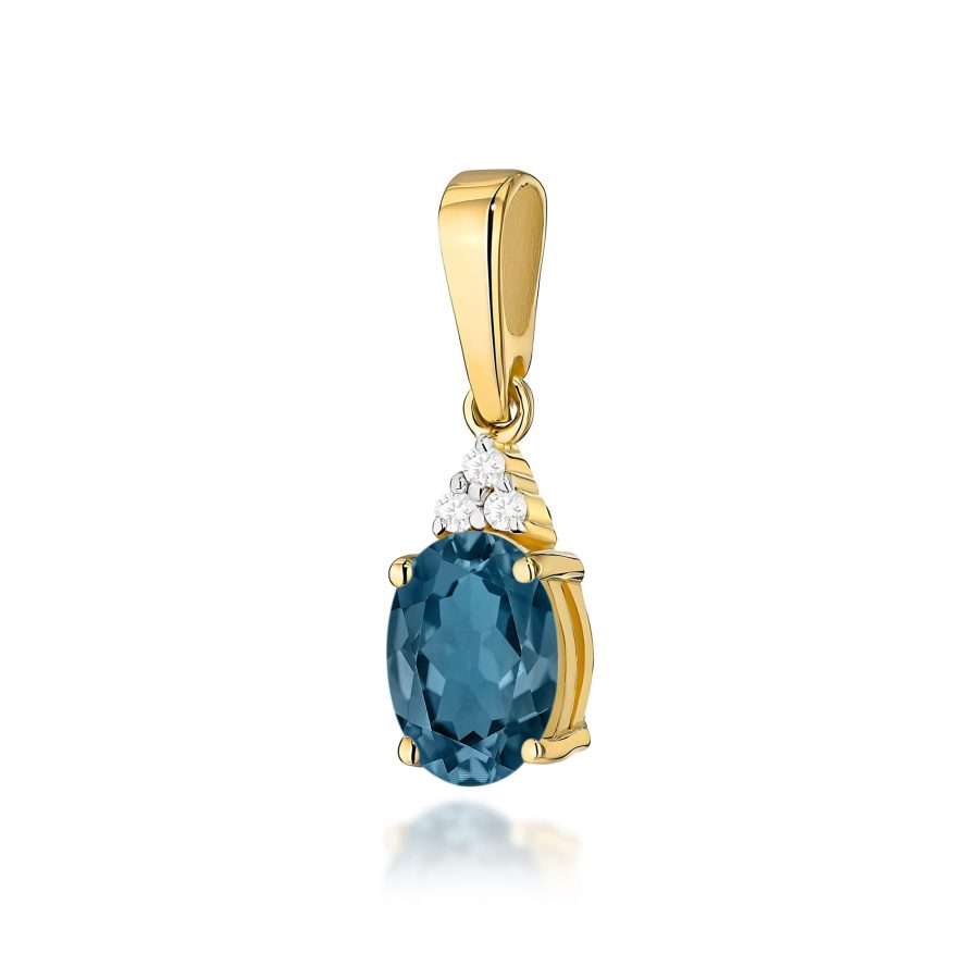 Zawieszka z kamieniem topaz london blue 0,85 ct Z0308 – żółte złoto próby 585 – widok produktu 1