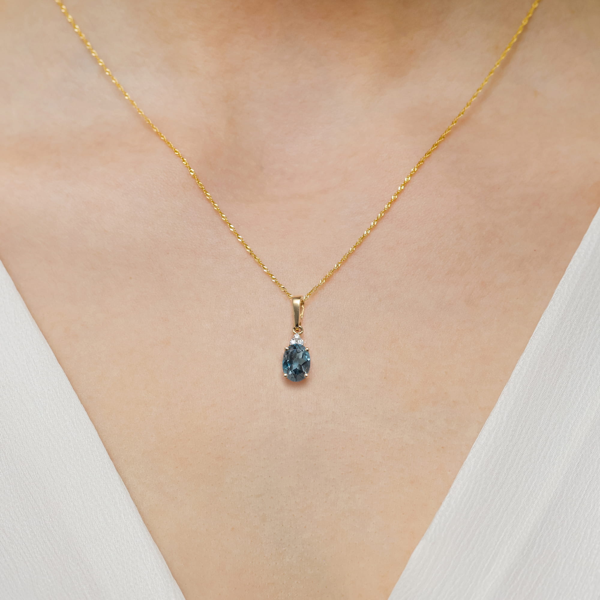 Zawieszka z kamieniem topaz london blue 0,85 ct Z0308 – żółte złoto próby 585 – widok produktu 3