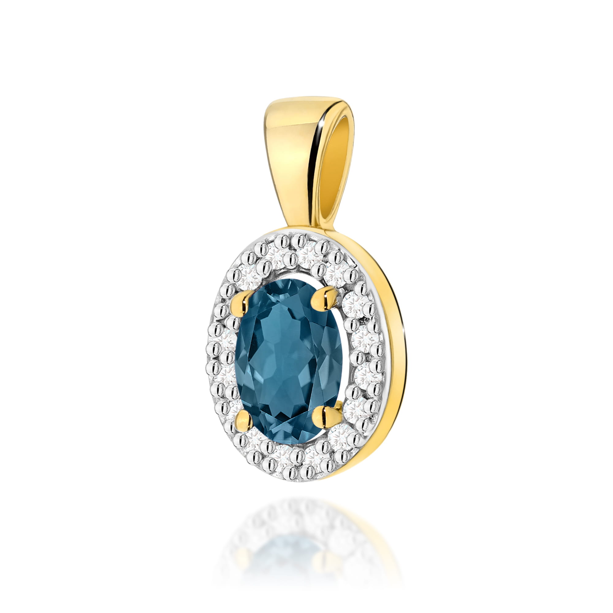 Zawieszka z kamieniem topaz london blue 0,50 ct Z0574 – żółte złoto próby 585 – widok produktu 1