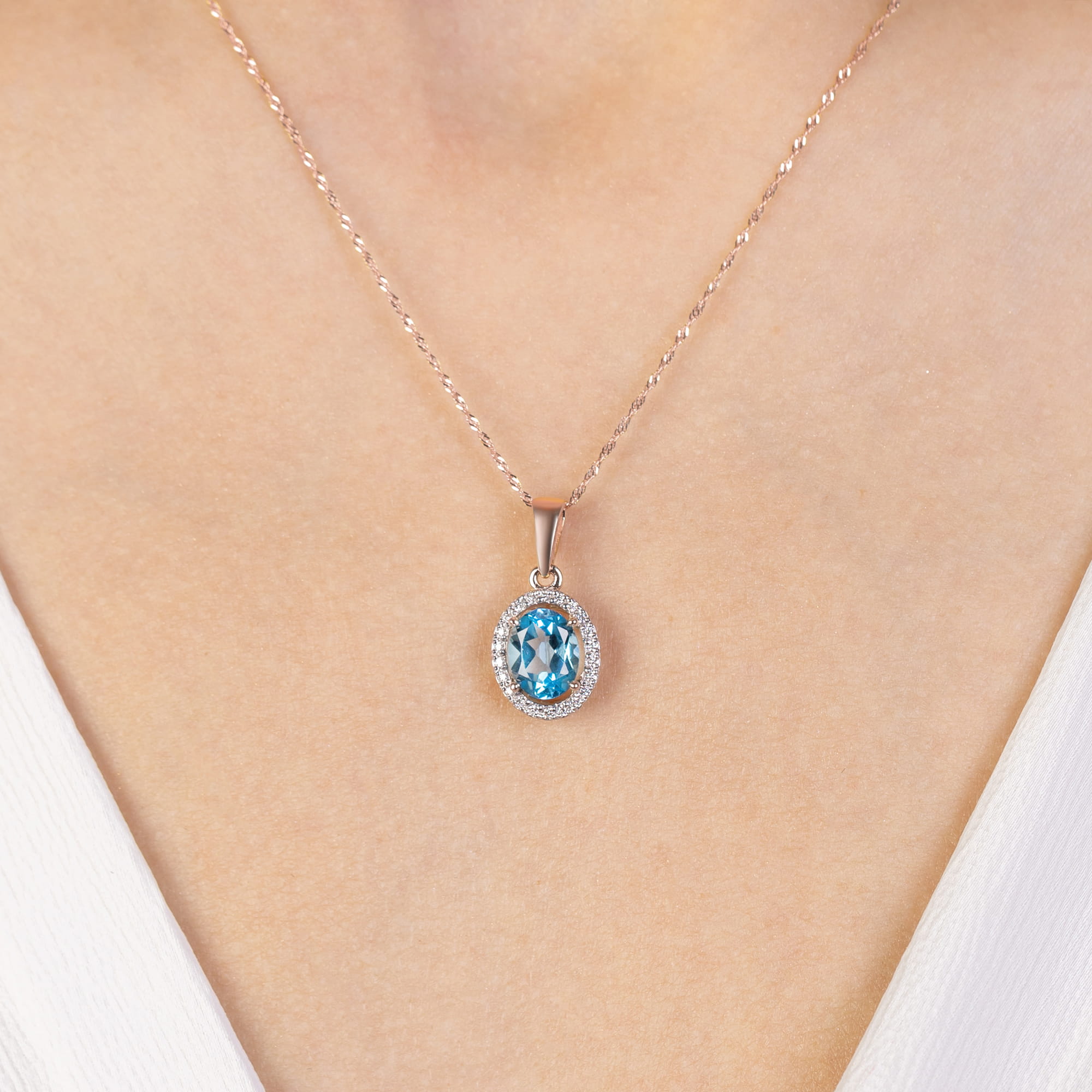 Zawieszka z kamieniem topaz swiss 1,70 ct Z0080 – różowe złoto próby 585 – widok produktu 4