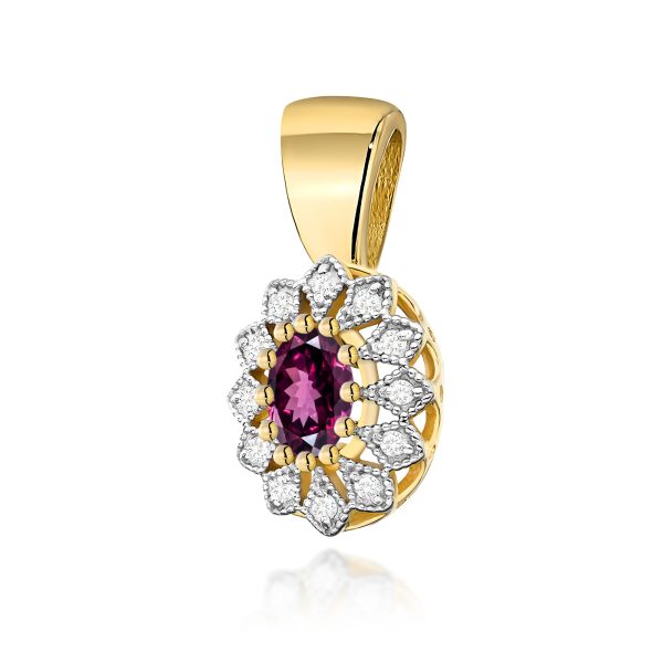 Zawieszka z kamieniem rodolit 0,50 ct Z0354 – żółte złoto próby 585 – widok produktu 1