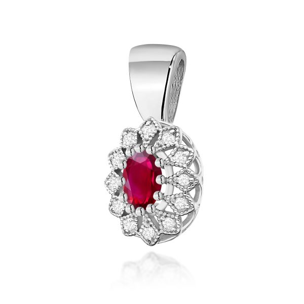 Zawieszka z rubinem 0,60 ct Z0354 – białe złoto próby 585 – widok produktu 1