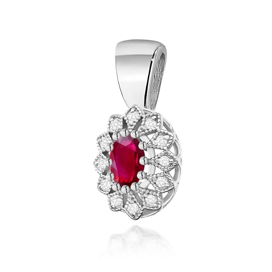 Zawieszka z rubinem 0,60 ct Z0354 – białe złoto próby 585 – widok produktu 1