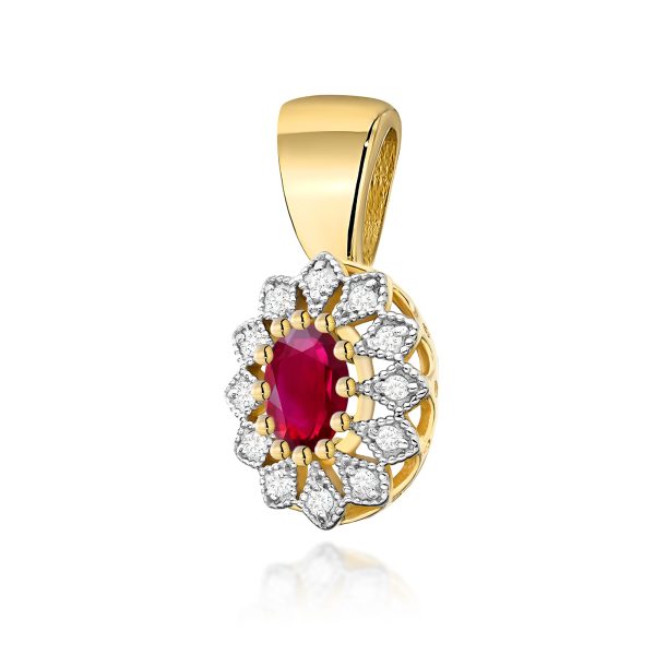 Zawieszka z rubinem 0,60 ct Z0354 – żółte złoto próby 585 – widok produktu 1